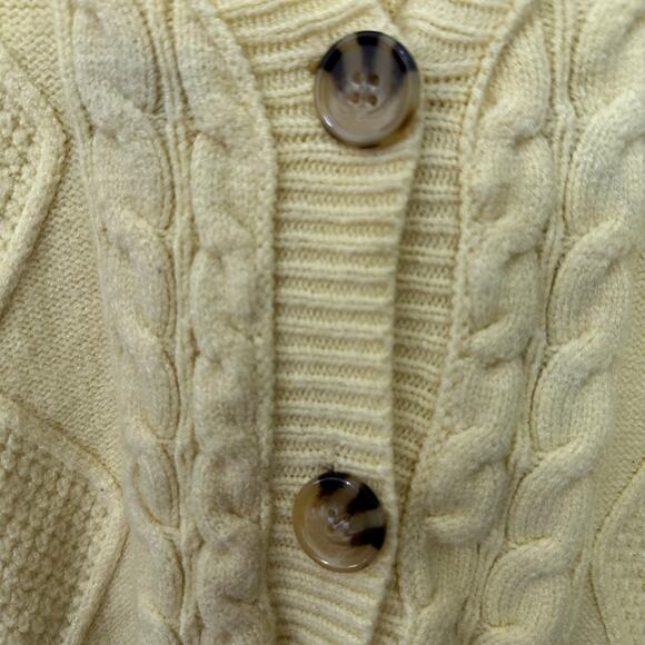 Hazel Moon Crop Cardigan Sweater Vest Butter Yellow Cable Knit Womens Small Top - Picture 4 of 6